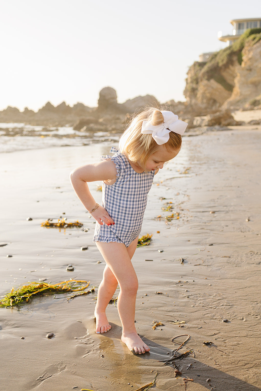 Mebie Baby Light Blue Gingham One-Piece