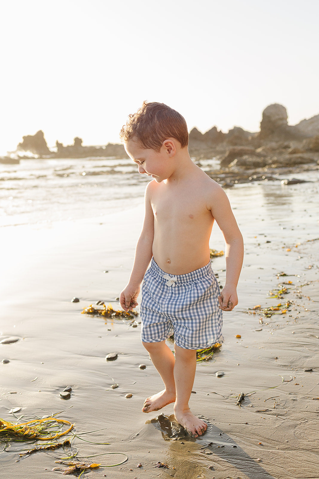 Mebie Baby Light Blue Gingham Swim Shorts