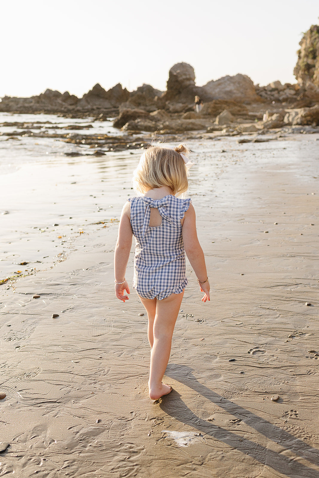 Mebie Baby Light Blue Gingham One-Piece