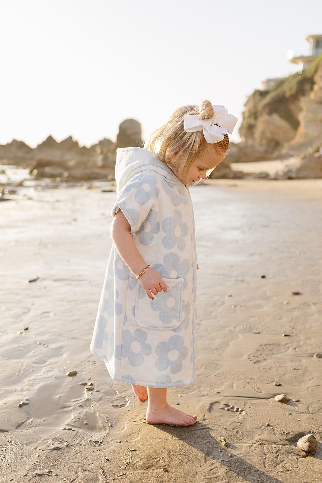 Mebie Baby Coastal Floral Zip-Up Organic Cotton Beach Poncho