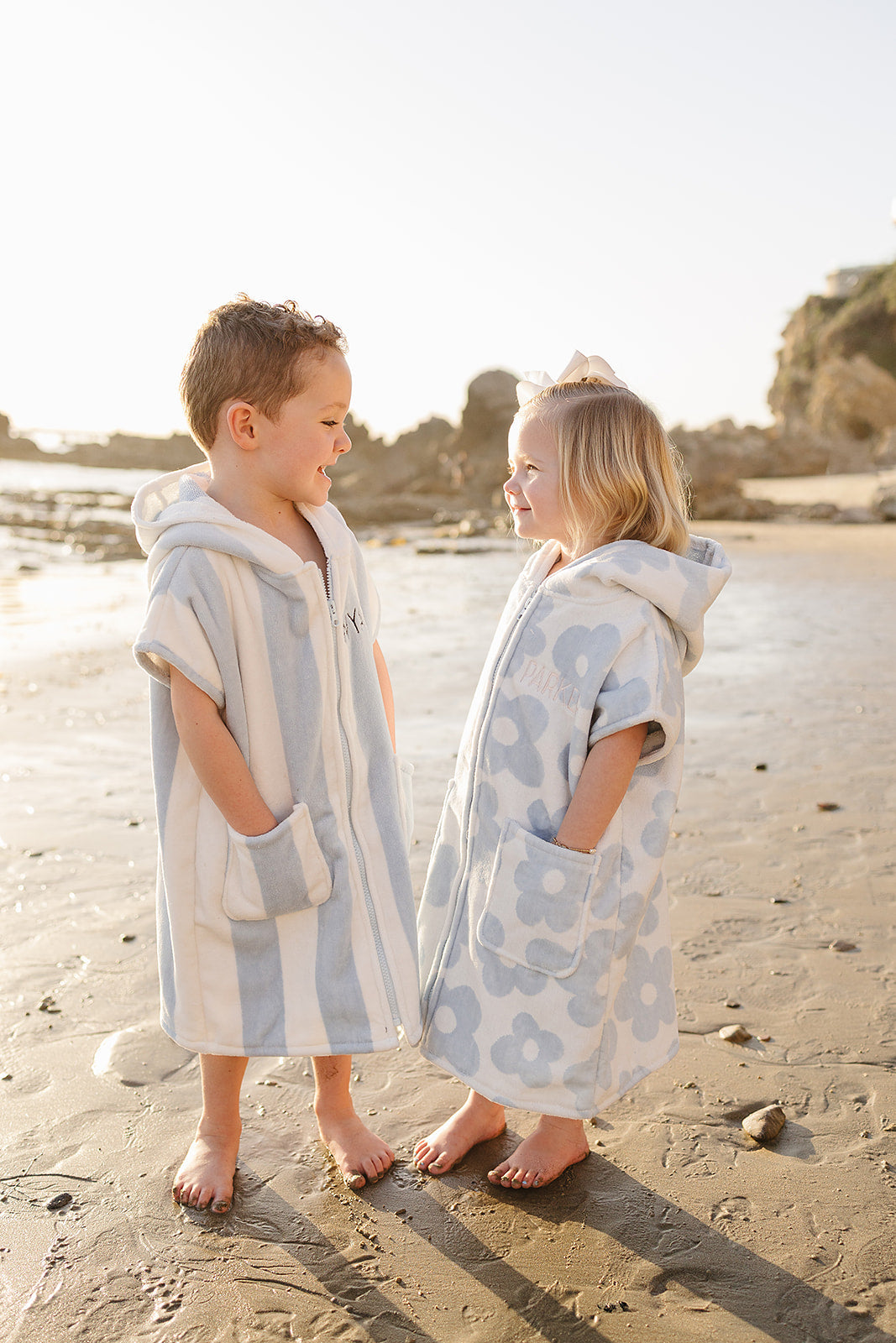 Mebie Baby Seaside Stripe Zip-Up Organic Cotton Beach Poncho