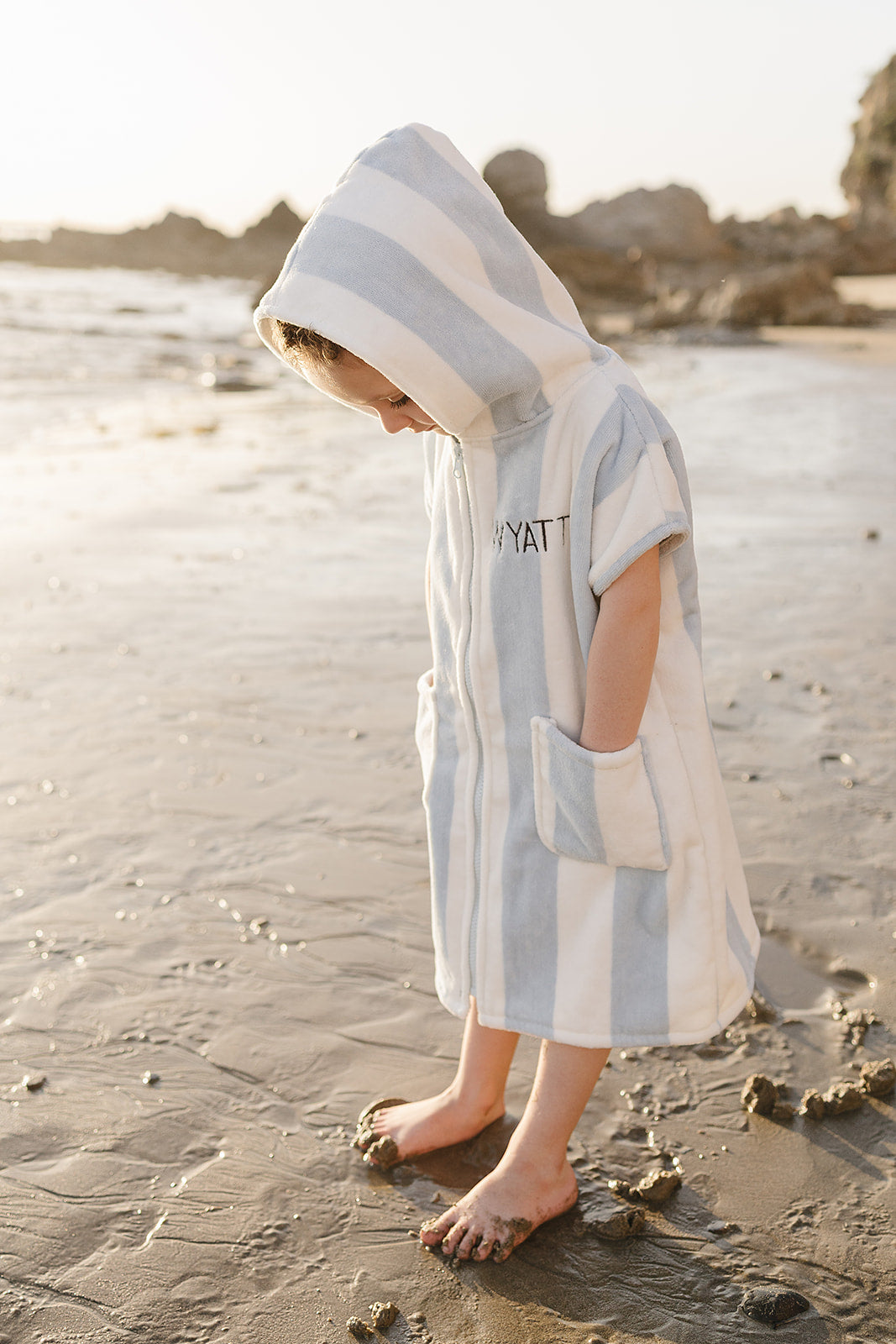 Mebie Baby Seaside Stripe Zip-Up Organic Cotton Beach Poncho