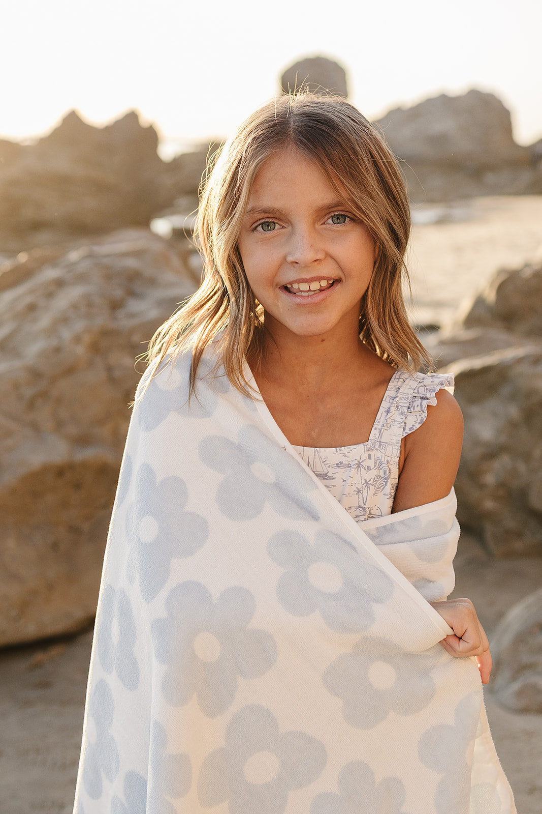 Mebie Baby Coastal Floral Organic Cotton Beach Towel