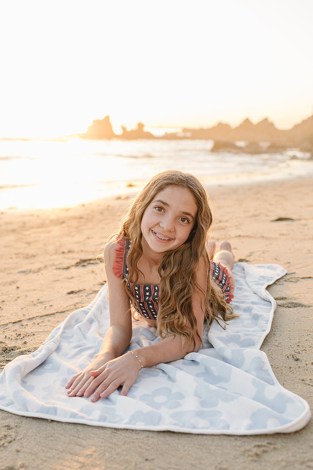 Mebie Baby Coastal Floral Organic Cotton Beach Towel