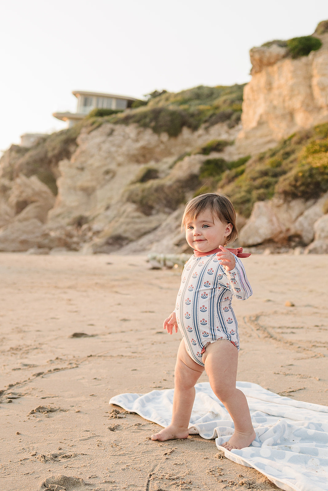 Mebie Baby Block Print Floral One Piece Swimsuit