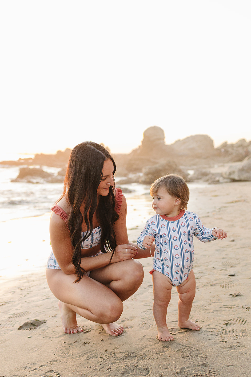 Mebie Baby Block Print Floral One Piece Swimsuit