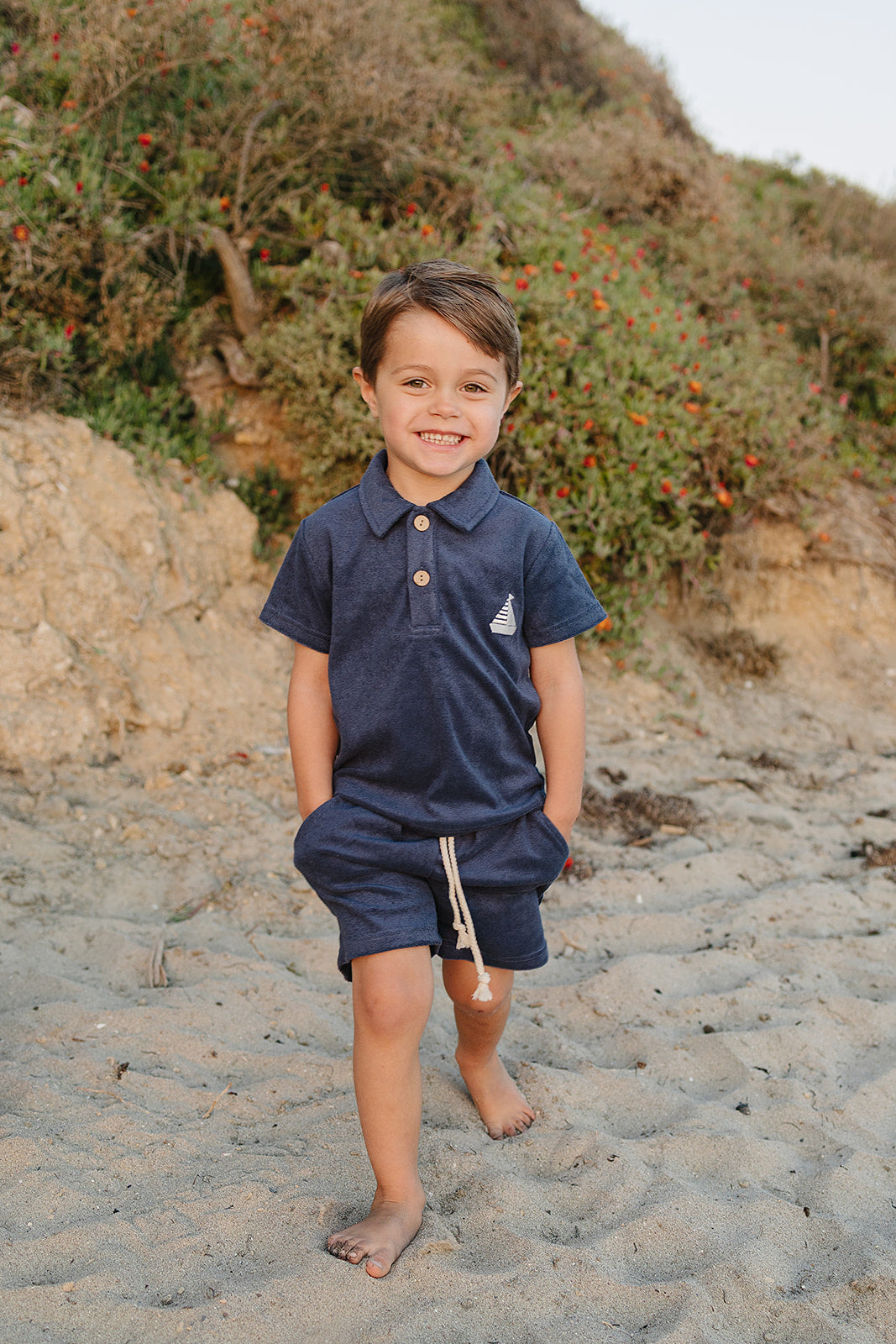 Mebie Baby Navy Terry Cloth Set