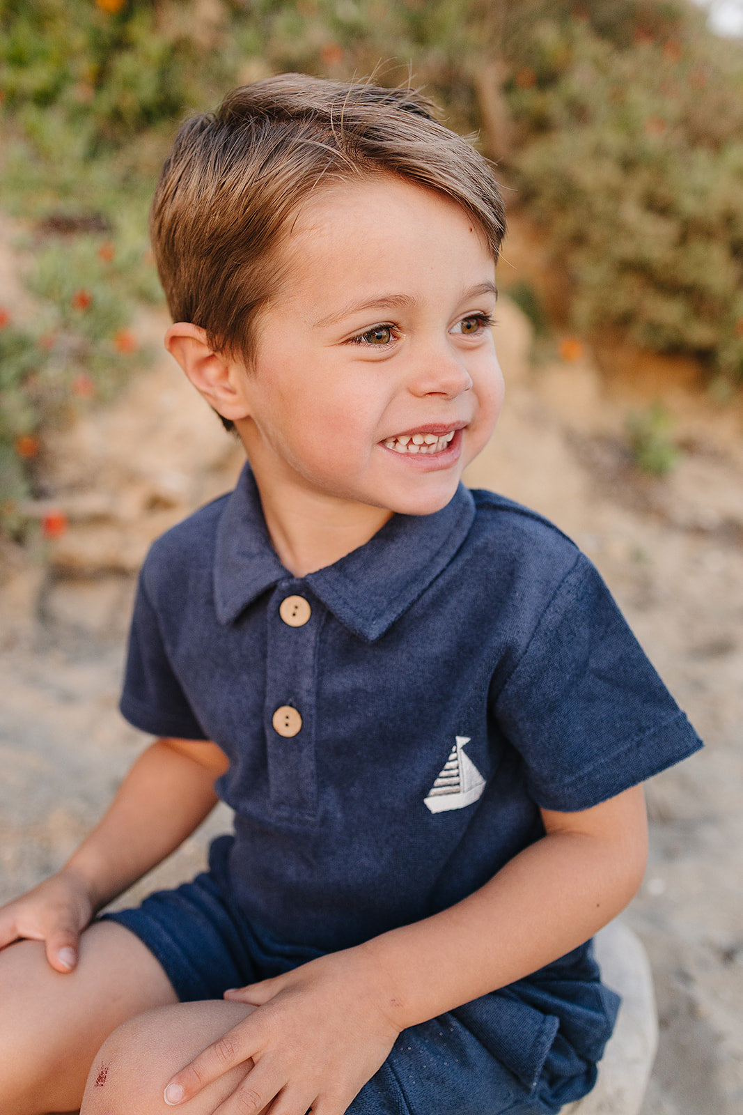 Mebie Baby Navy Terry Cloth Set