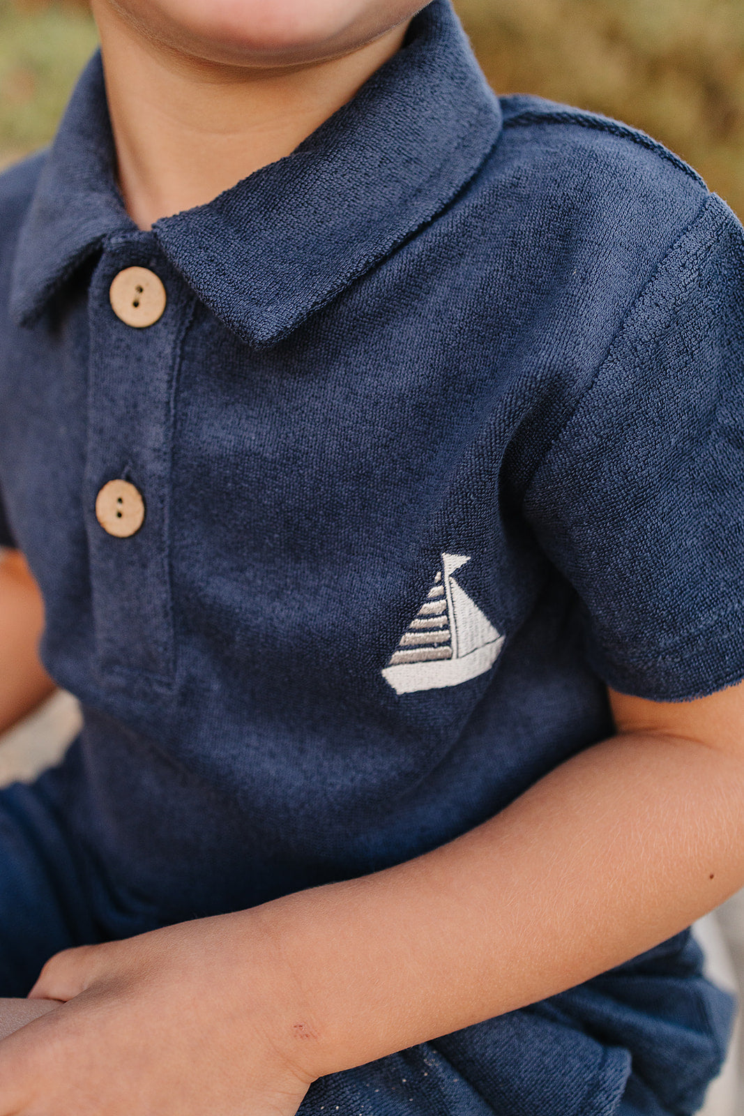 Mebie Baby Navy Terry Cloth Set