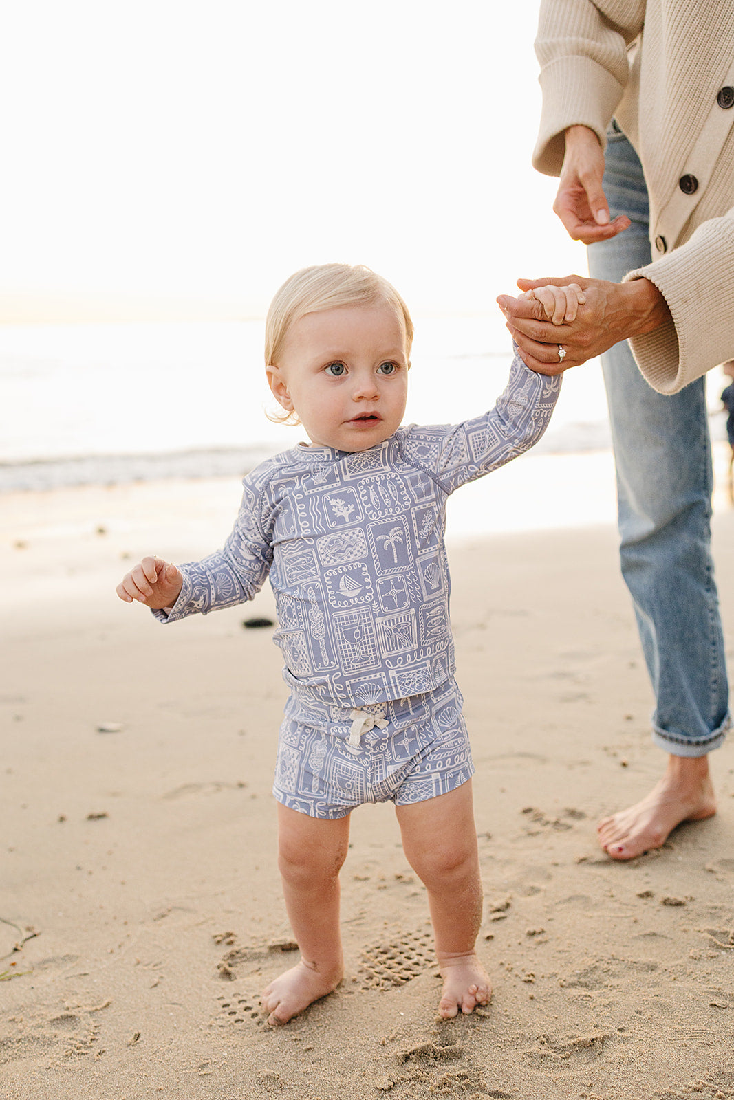 Mebie Baby Blue Beach Long Sleeve Swim Set