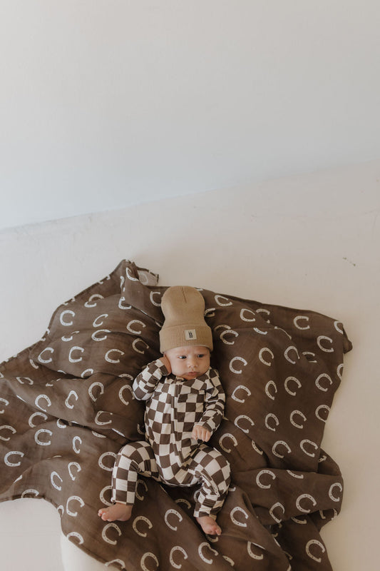 Forever French Muslin Swaddle - Giddy Up