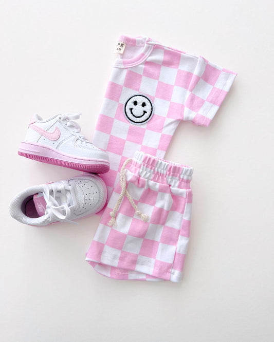 LPK Checkered Shorts Set - Pink