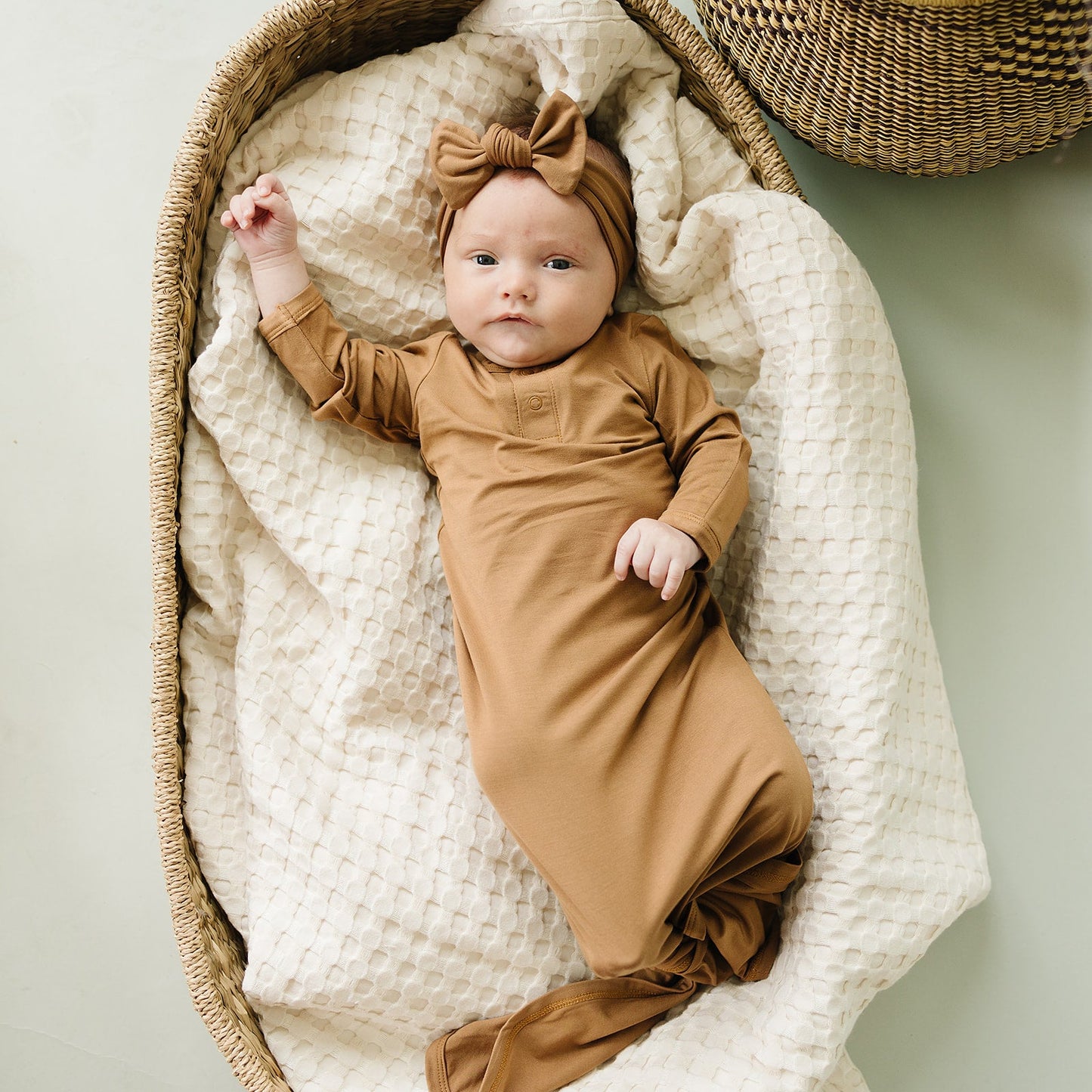 Mebie Baby Bamboo Knot Gown - Mustard
