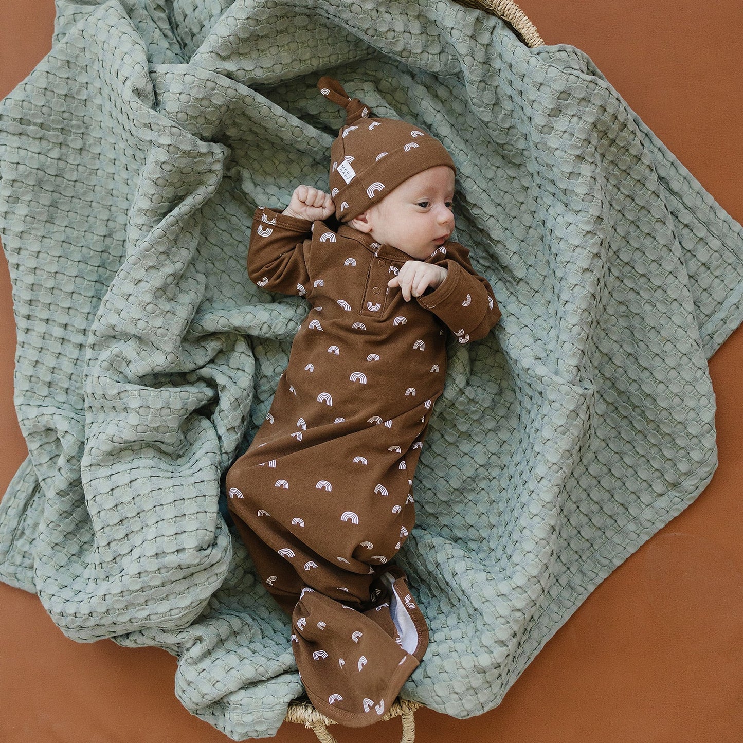 Mebie Baby Knot Gown - Rust Rainbow
