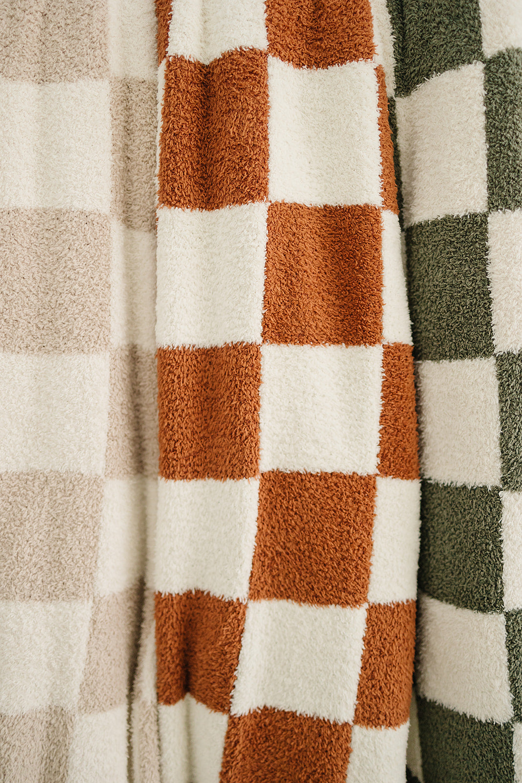 Mebie Baby Plush Blanket - Rust Checkered