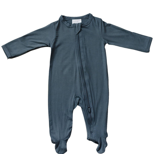 Mebie Baby Bamboo Footed Romper - Charcoal