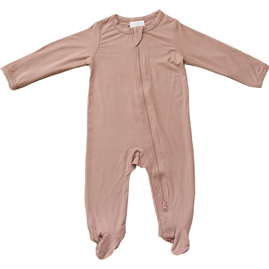 Mebie Baby Bamboo Footed Romper - Dusty Rose