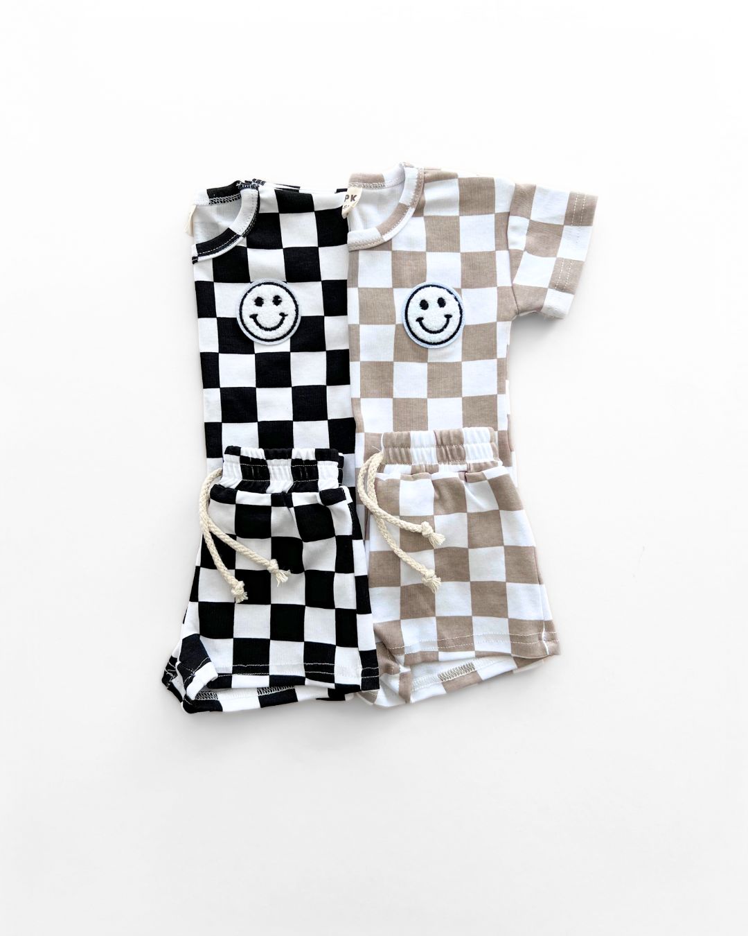 LPK Checkered Shorts Set - Latte