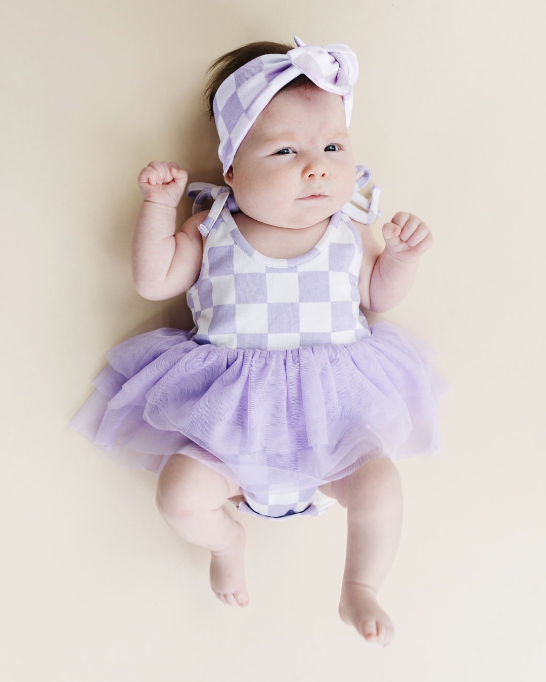 LPK Tutu Romper - Checkered Lavender - Atara & Co