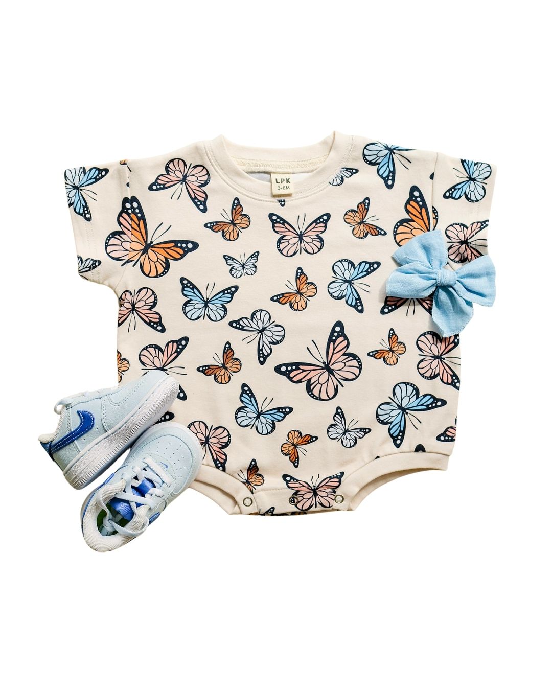 LPK Short Sleeve Bubble Romper - Butterflies