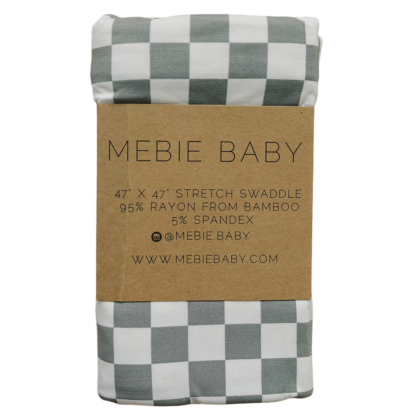 Mebie Baby Bamboo Stretch Swaddle - Light Green Checkered