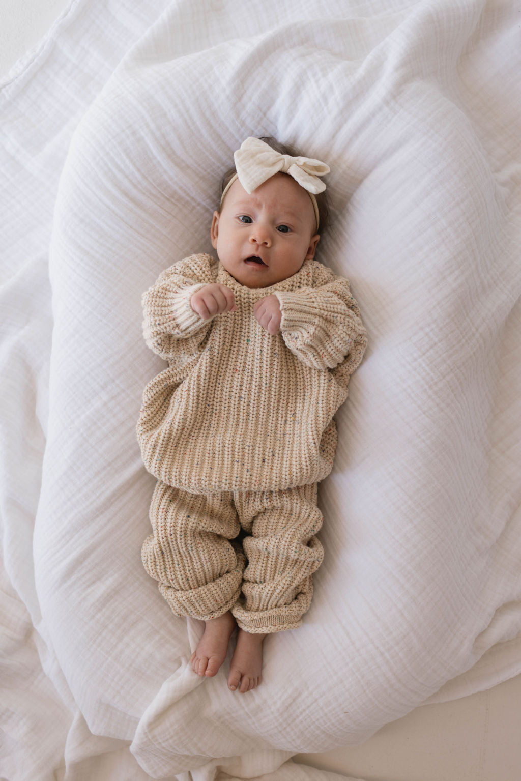 Forever French Knit Pant Set - Wheat Confetti