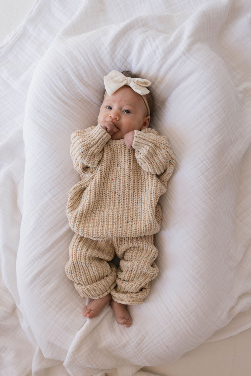 Forever French Knit Pant Set - Wheat Confetti