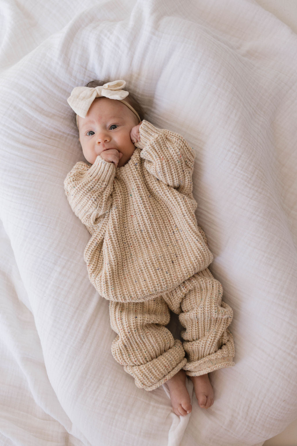 Forever French Knit Pant Set - Wheat Confetti