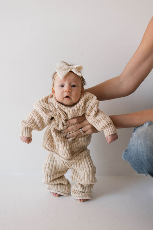 Forever French Knit Pant Set - Wheat Confetti