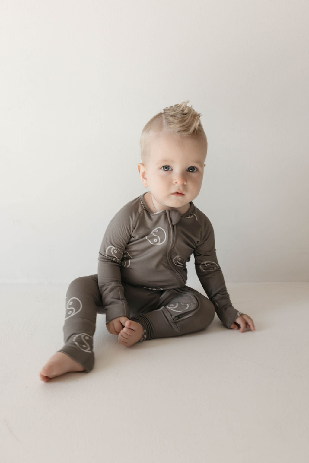 Forever French Bamboo Zip Romper - Sage Yin Yang - Atara & Co