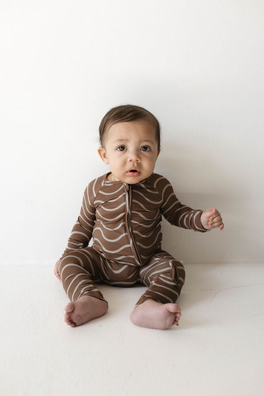 Forever French Bamboo Zip Romper - Static Waves - Atara & Co