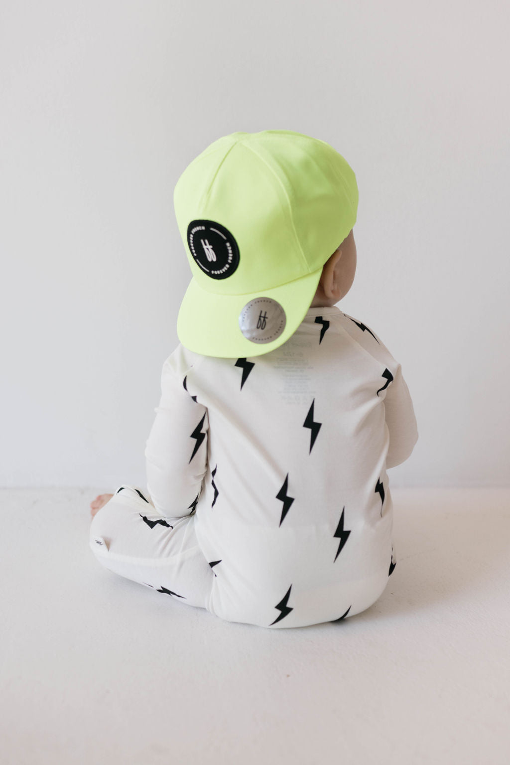 Forever French Bamboo Zip Pajamas - White & Black Lightning Bolt