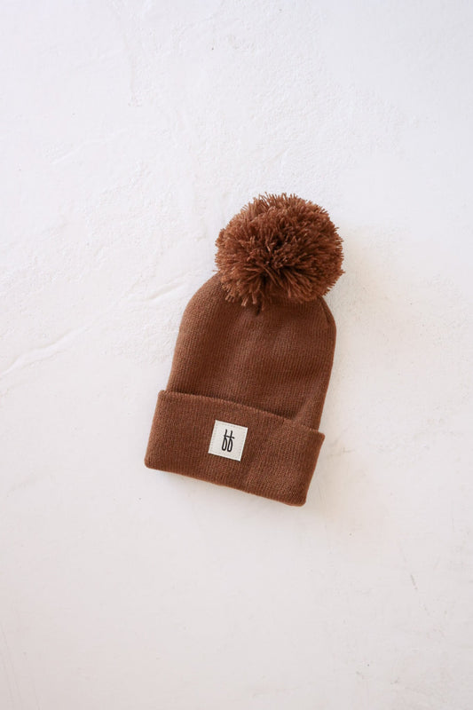 Forever French Knit Pom Top Beanie - Chestnut