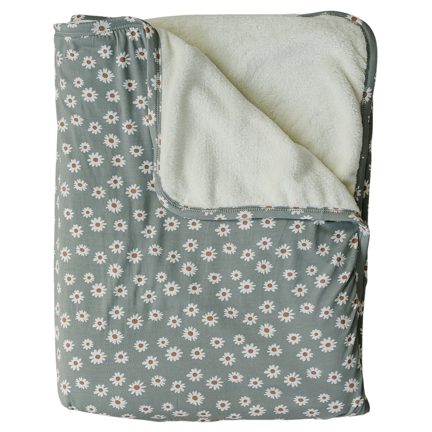 Mebie Baby Bamboo Fleece Quilt - Light Green Daisy