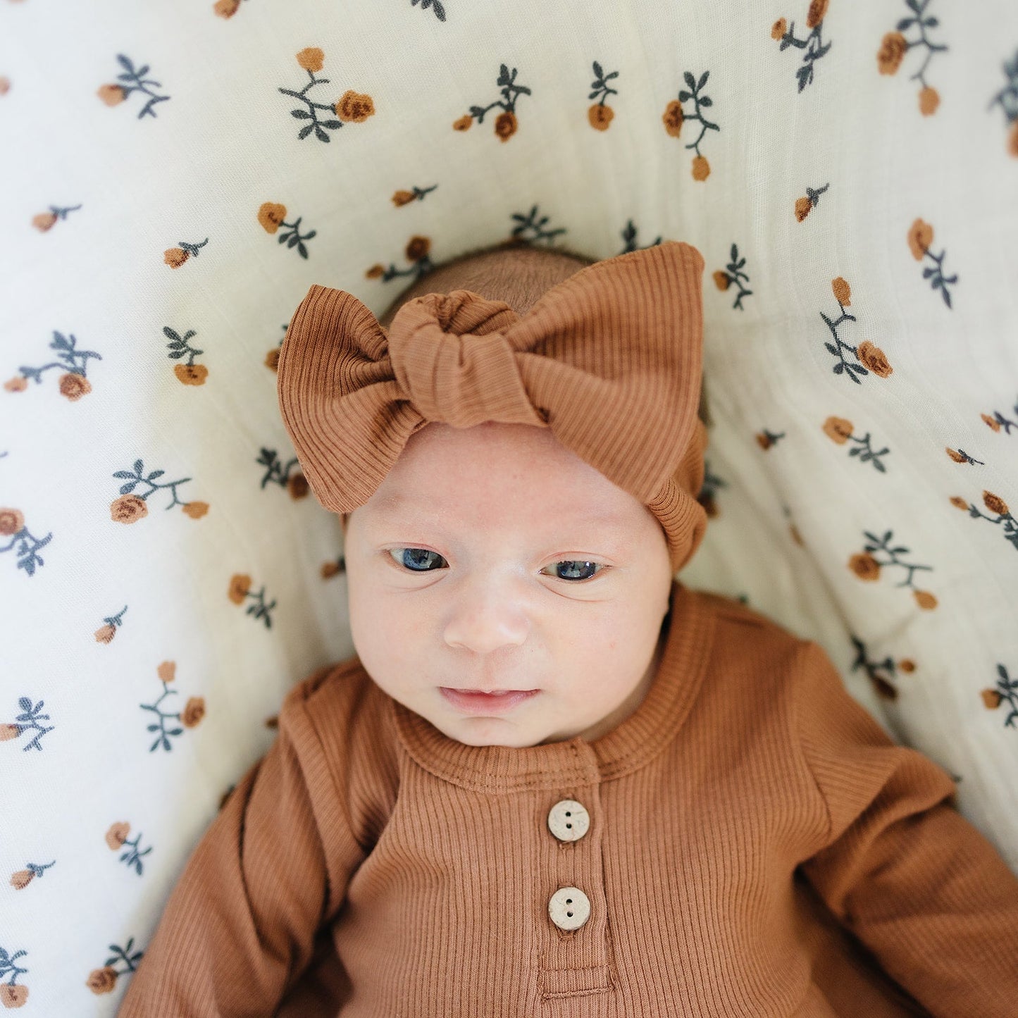 Mebie Baby Organic Cotton Ribbed Head Wrap - Rust