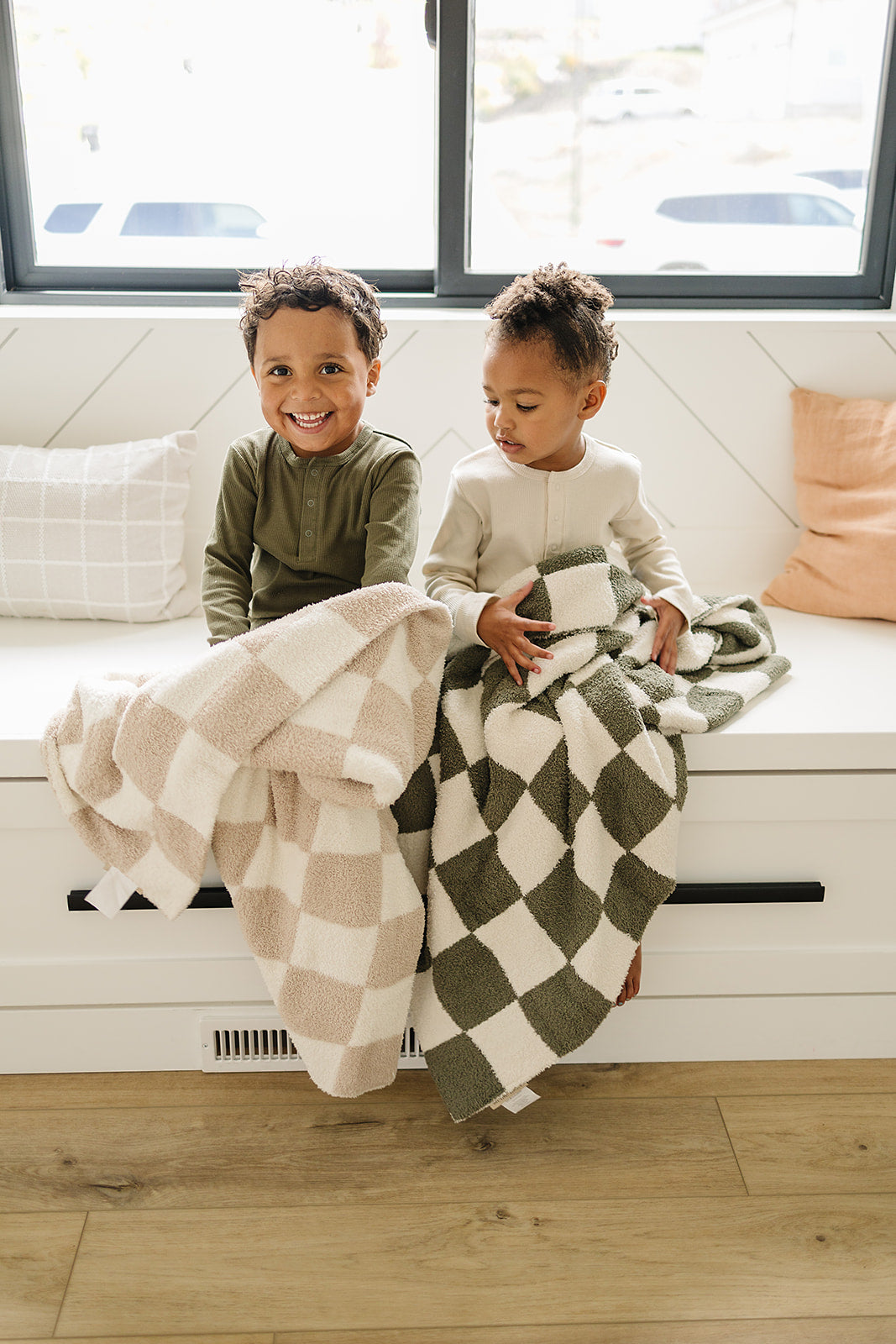 Mebie Baby Plush Blanket - Taupe Checkered
