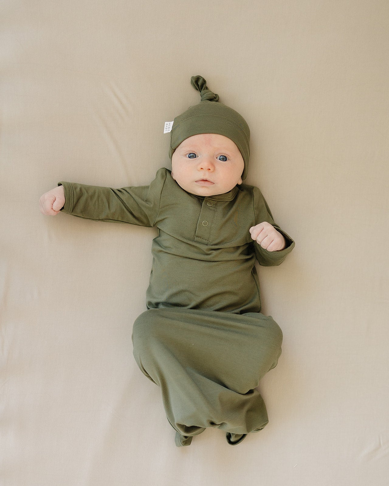 Mebie Baby Bamboo Knot Gown - Olive