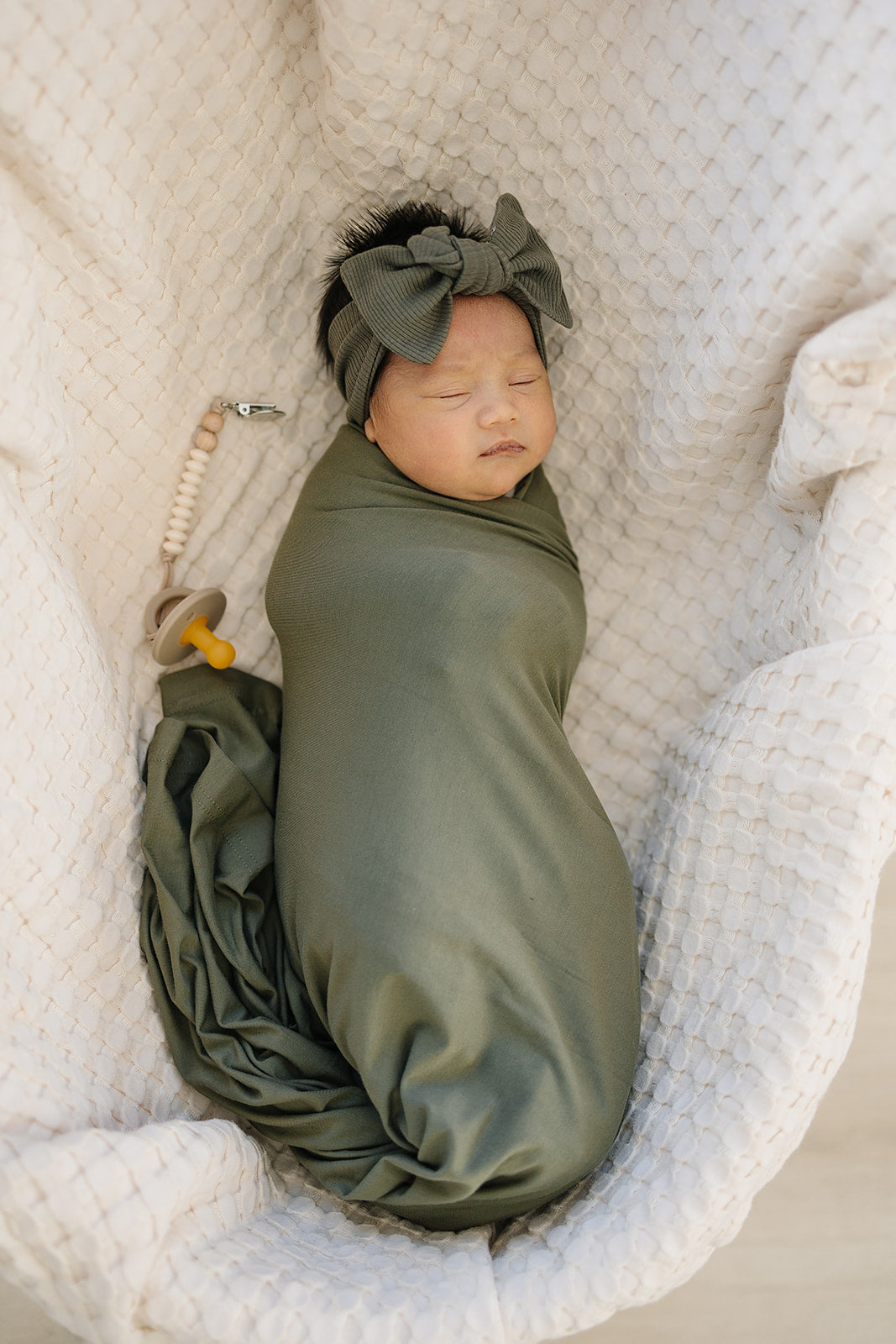 Mebie Baby Organic Cotton Ribbed Head Wrap - Winter Green
