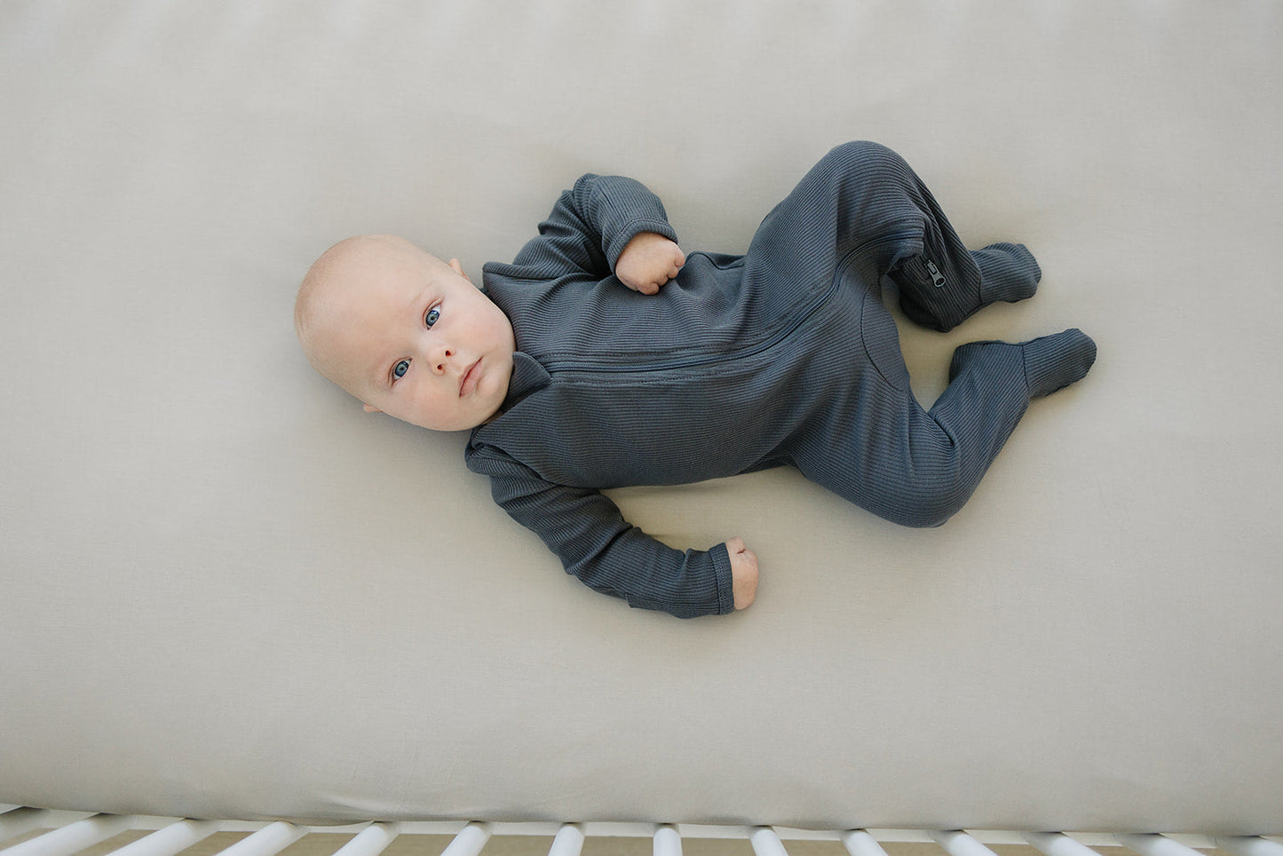 Mebie Baby Ribbed Romper - Charcoal