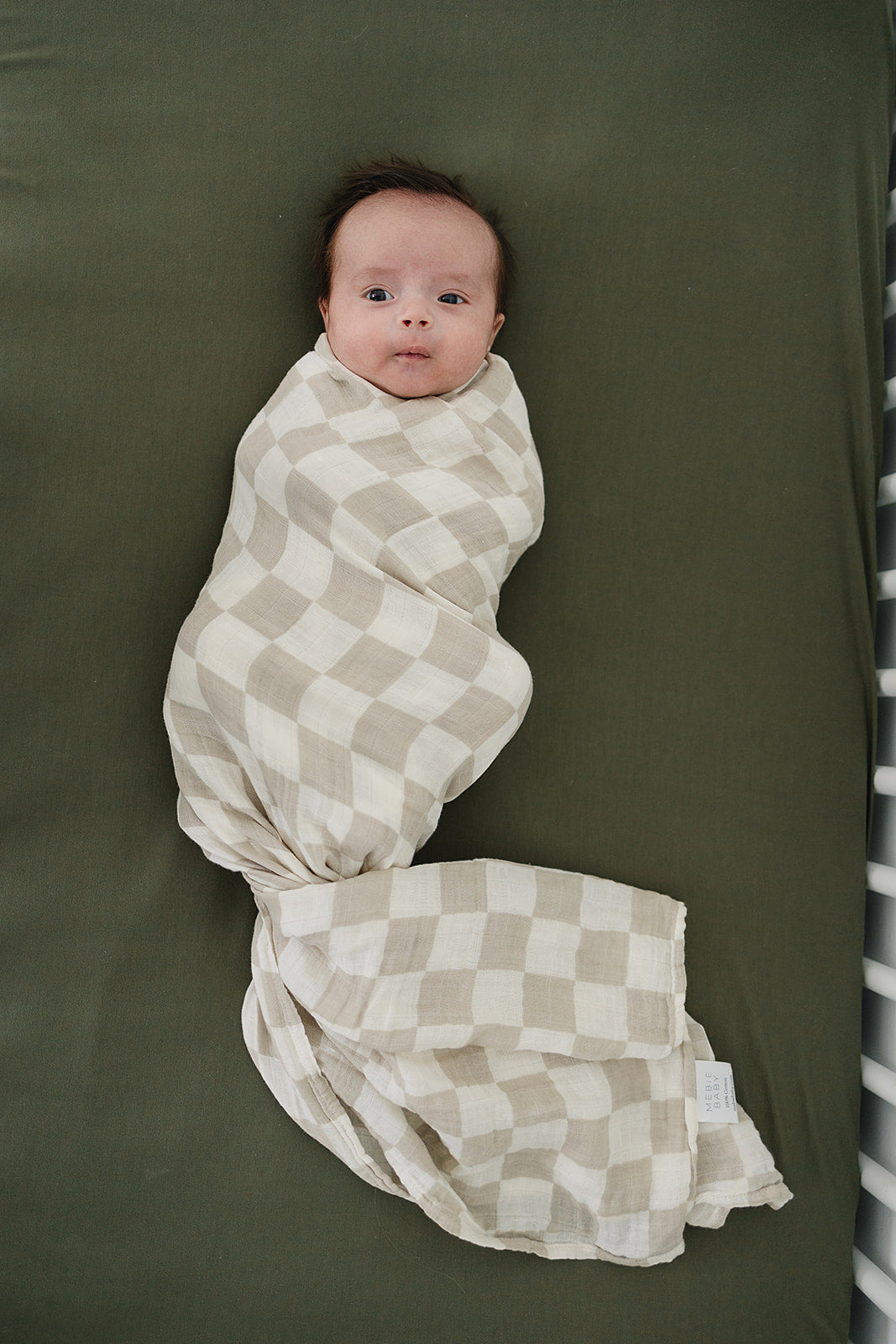 Mebie Baby Muslin Swaddle - Taupe Checkered