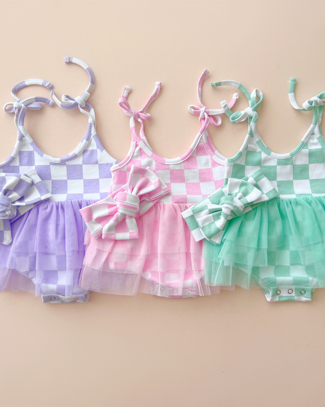 LPK Tutu Romper - Checkered Lavender - Atara & Co