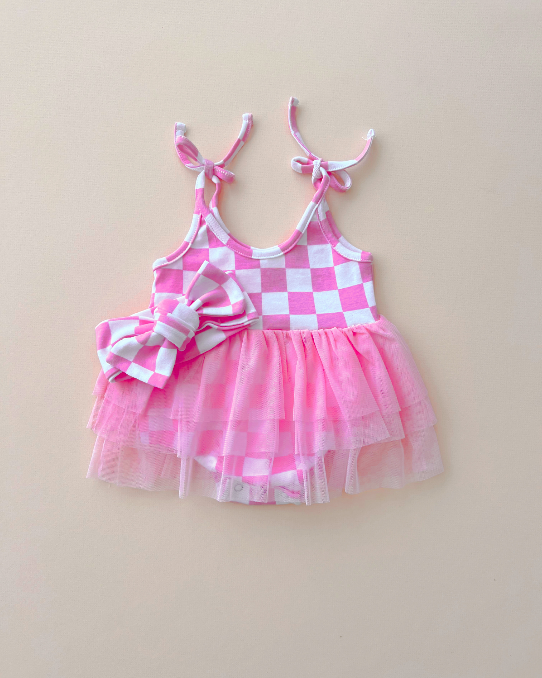 LPK Tutu Romper - Checkered Bubble Gum - Atara & Co