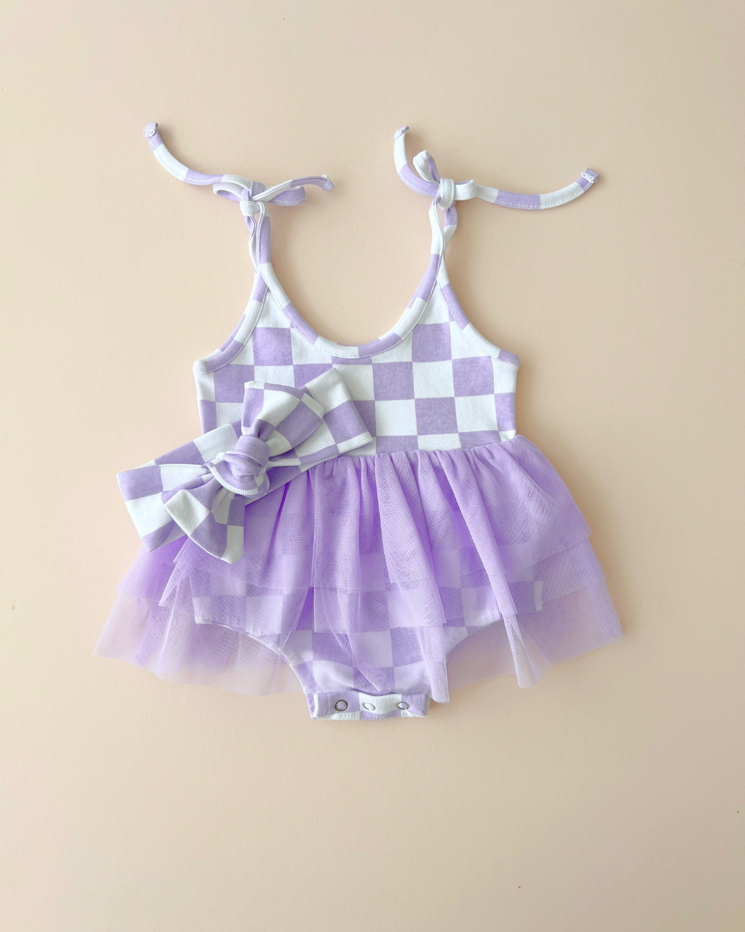 LPK Tutu Romper - Checkered Lavender