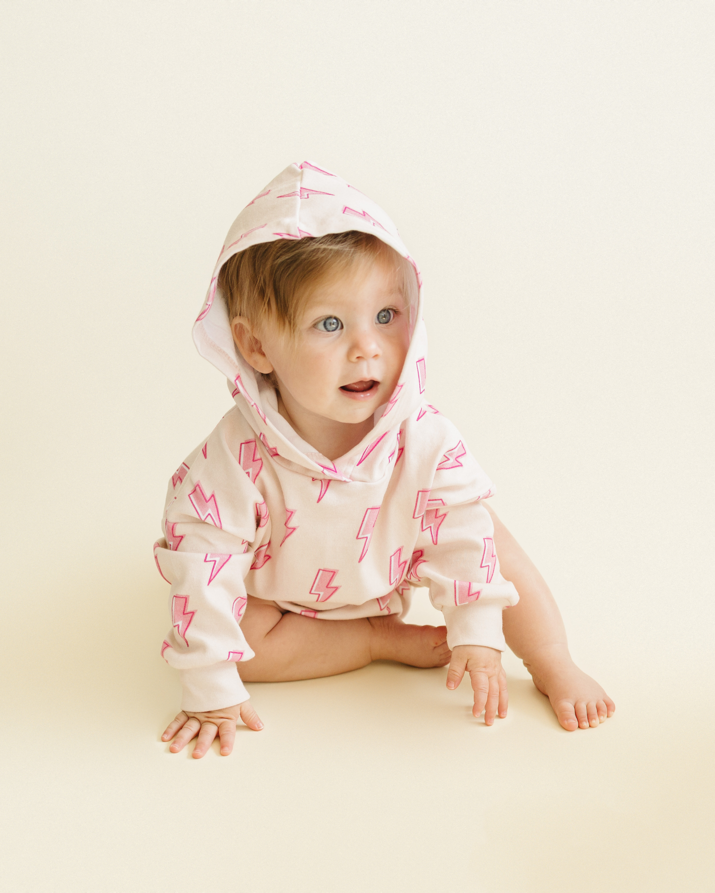 LPK Hooded Bubble Romper - Pink Bolts