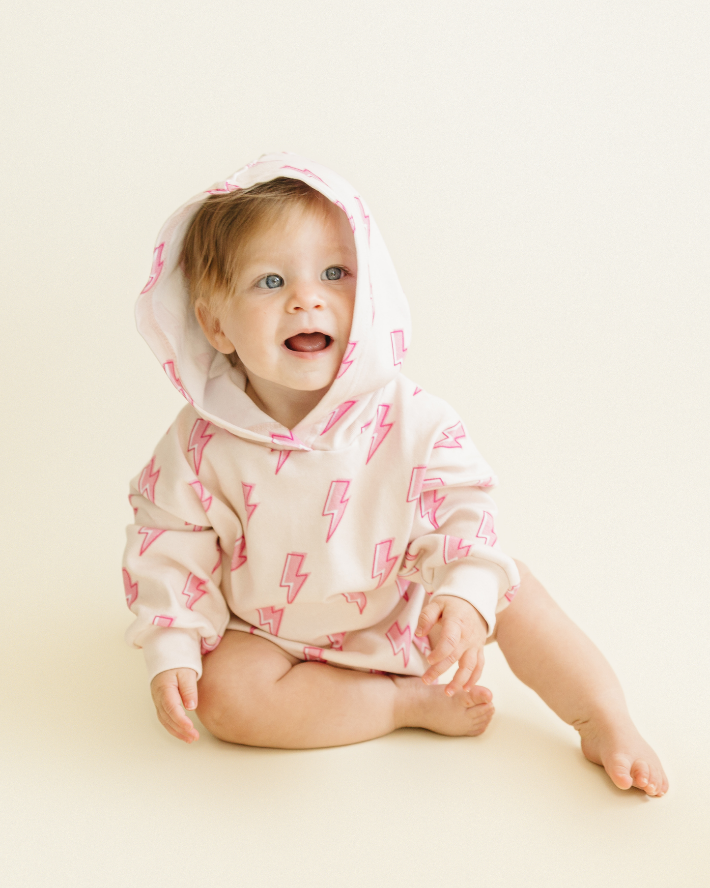 LPK Hooded Bubble Romper - Pink Bolts