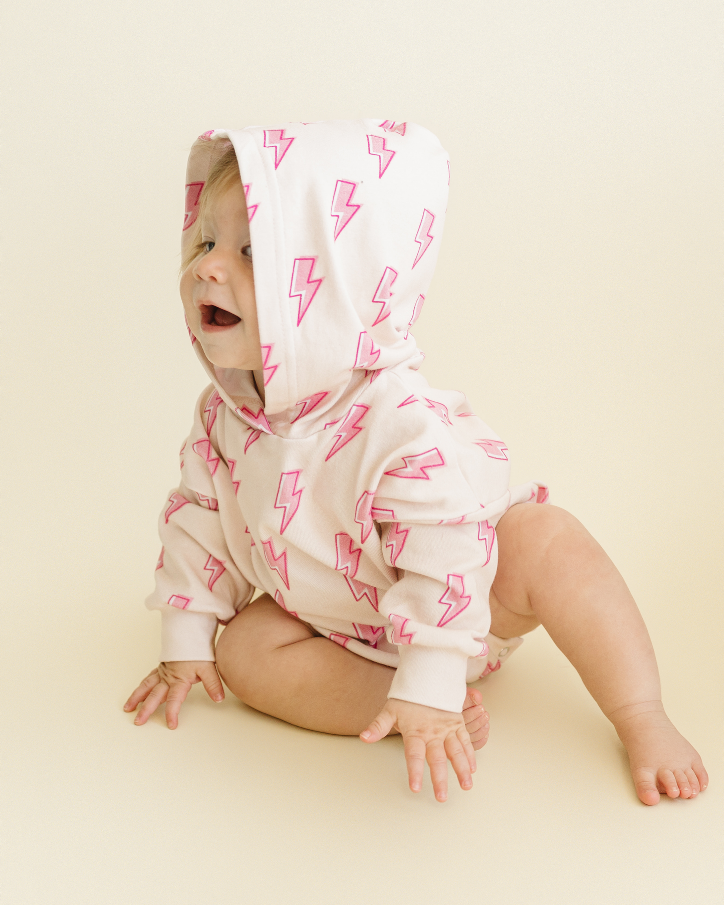 LPK Hooded Bubble Romper - Pink Bolts