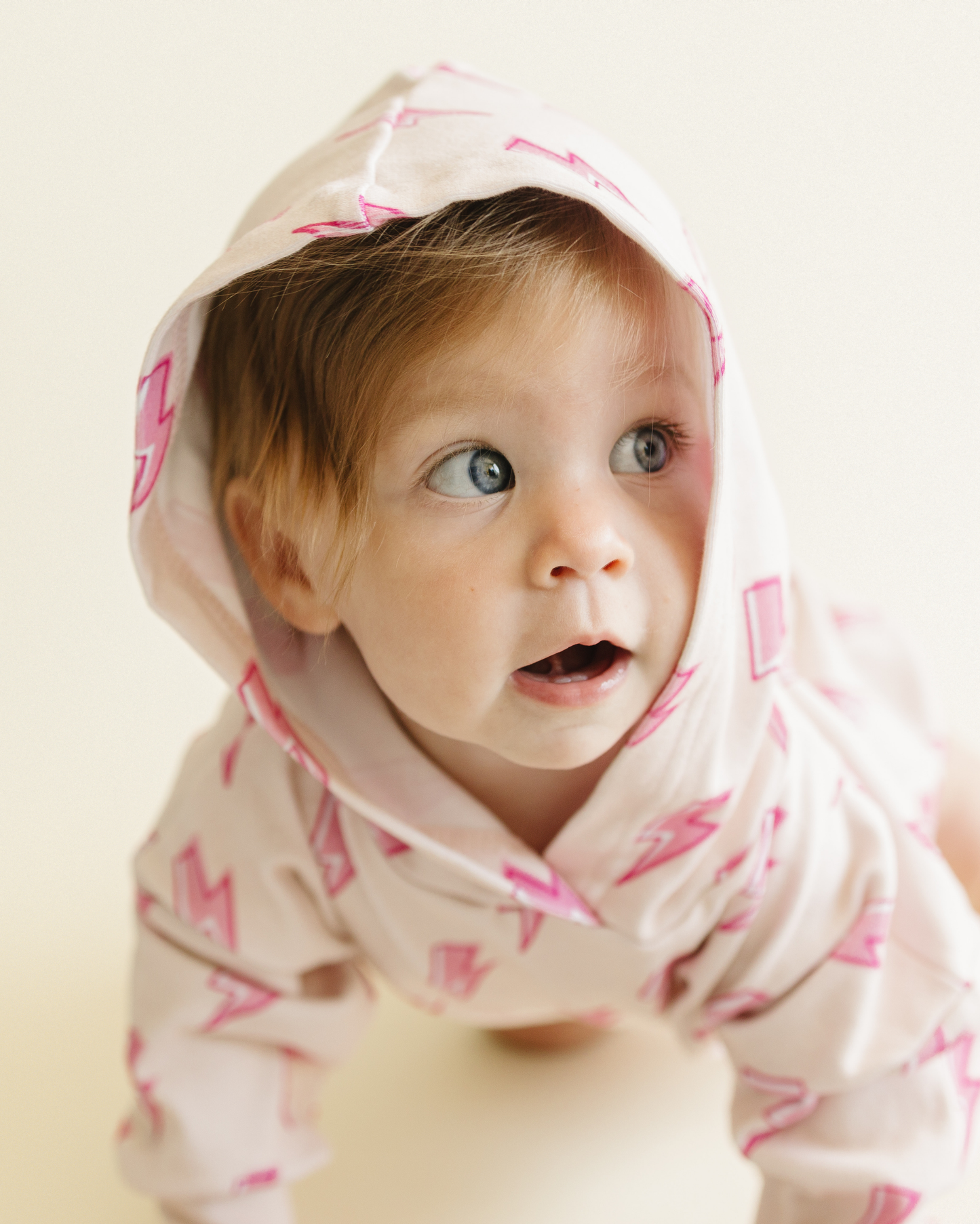 LPK Hooded Bubble Romper - Pink Bolts