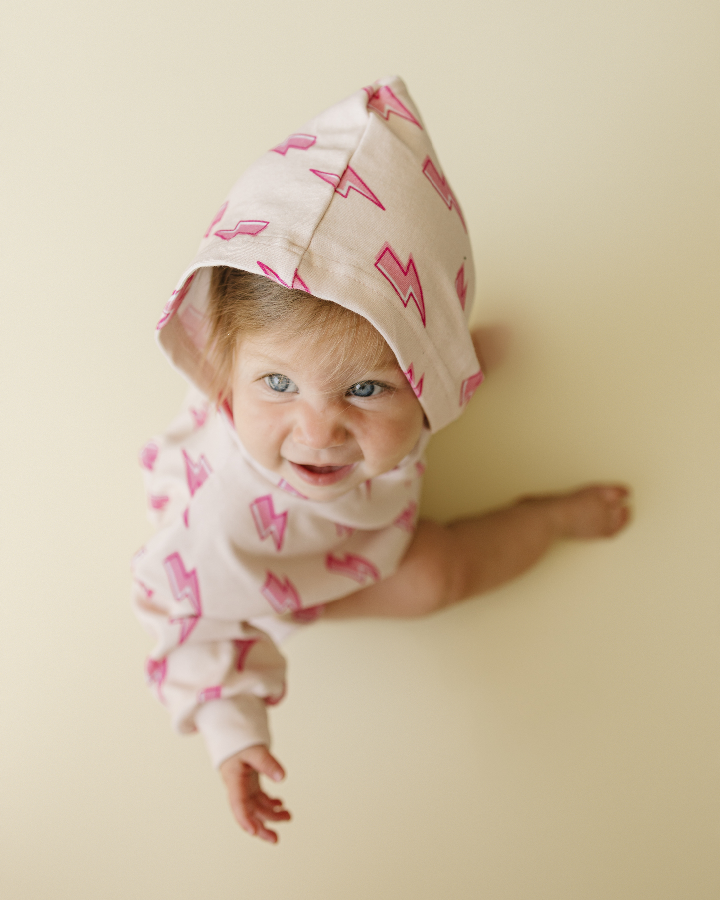 LPK Hooded Bubble Romper - Pink Bolts