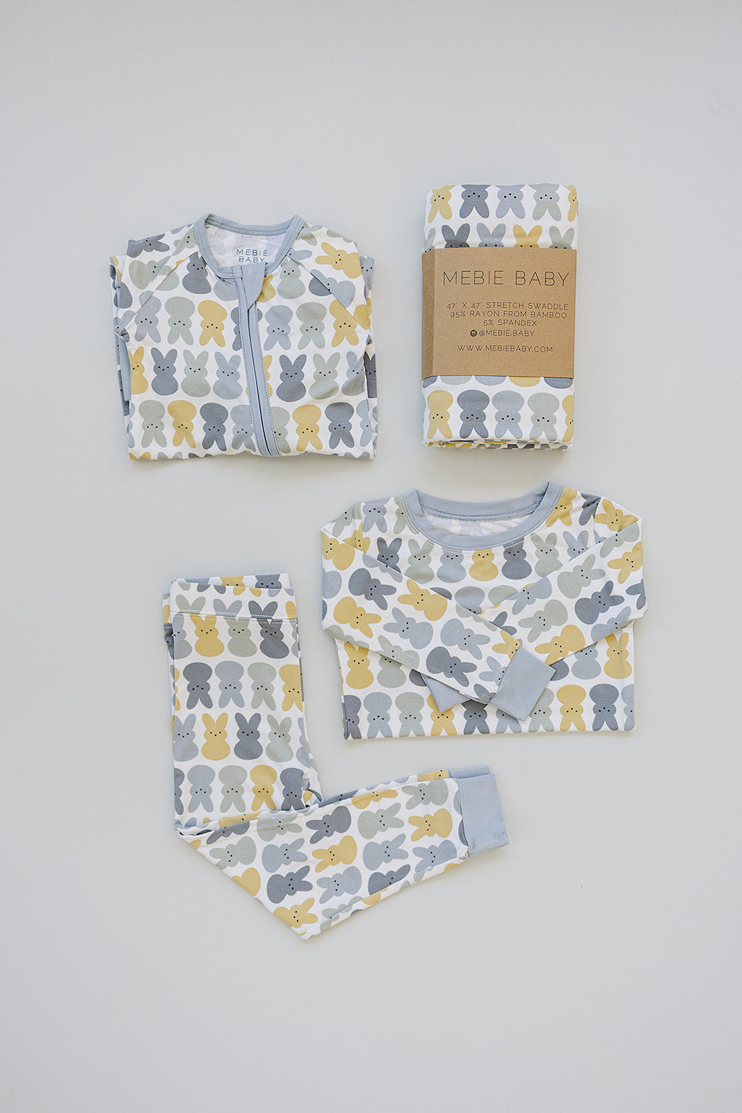 Mebie Baby Bamboo Romper - Dusty Blue Bunny