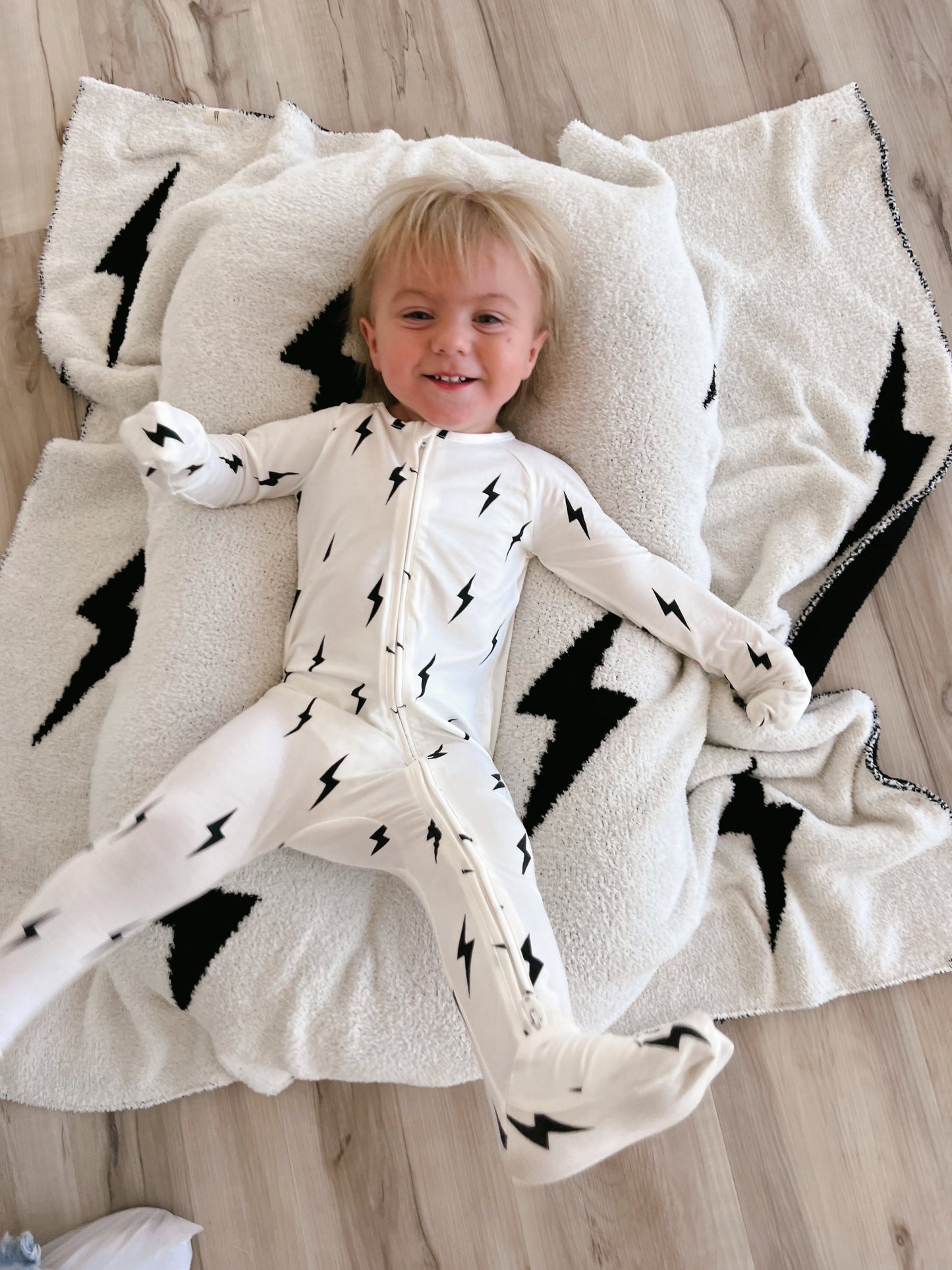 Forever French Bamboo Zip Pajamas - Lightning  Bolt